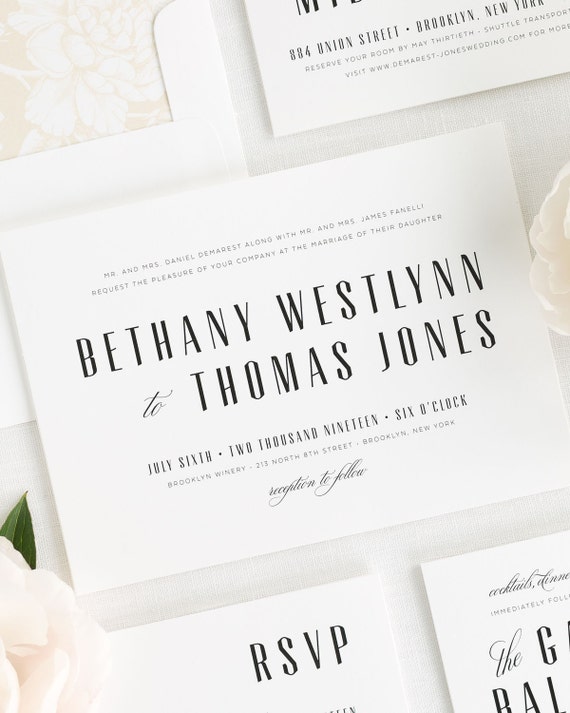 Mid Century Romance Wedding Invitations Sample
