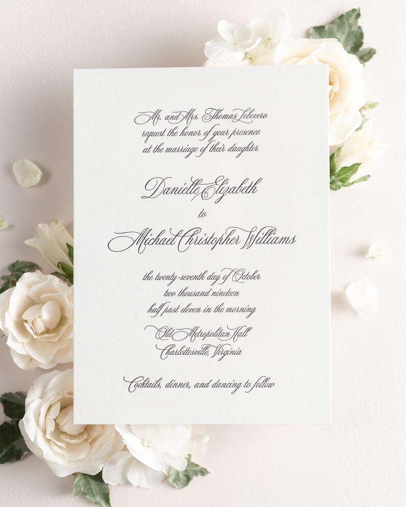 Danielle Letterpress Wedding Invitations Sample Etsy