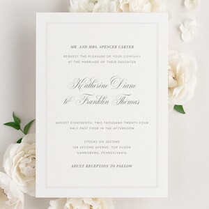 Simply Classic Wedding Invitations Deposit Script Invite, Calligraphy, Traditional, Classic, Timeless, Ribbon, Neutral Wedding, Border imagen 5