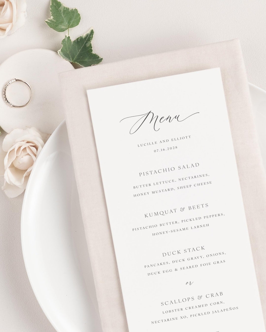 Elegant Script Wedding Menu: Lucille Dinner Menus - Etsy