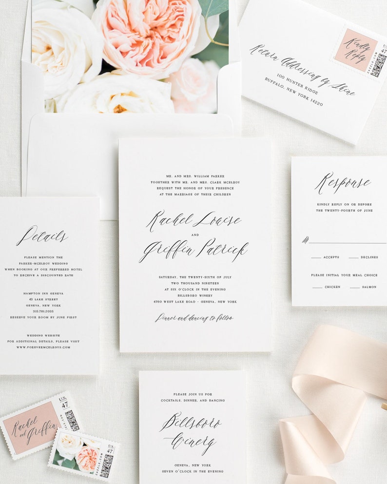 Rachel Floral Wedding Invitations Deposit