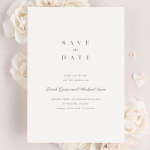 Zarah save the date framed with dreamy florals.