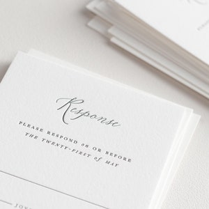 Natalie Letterpress Wedding Invitations Sample Script, Classic, Custom Styling, Timeless, Modern, Romantic, Ribbon, Vellum image 3