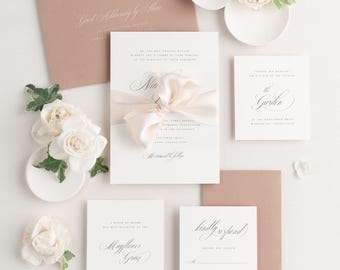Blush Pink Wedding Invitation Suite: Custom Stationery