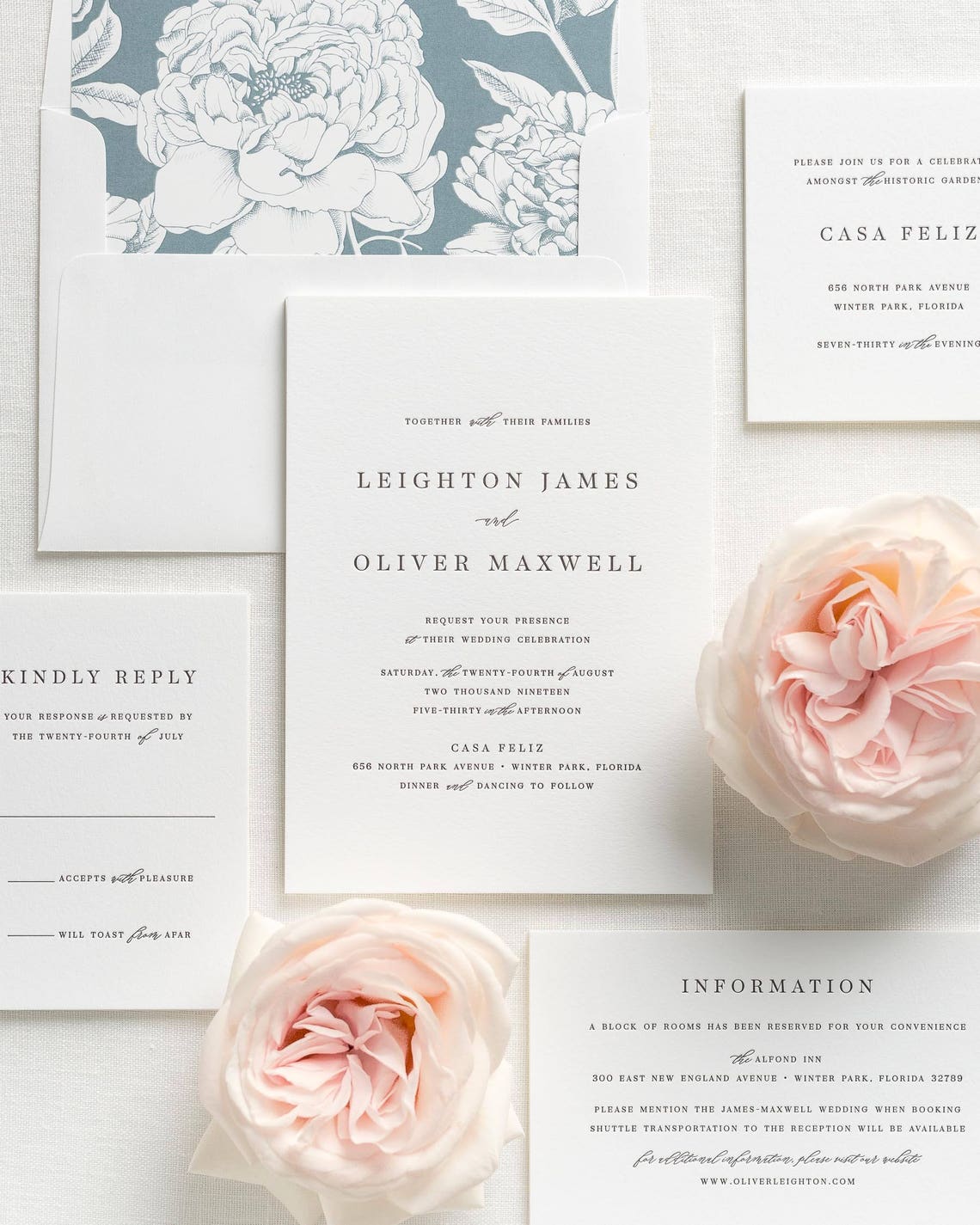 Leighton Letterpress Wedding Invitations Sample Etsy