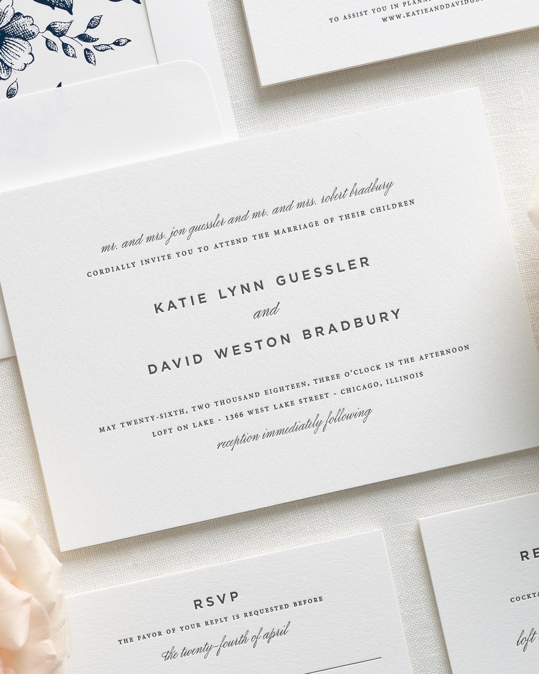 Classic Urban Letterpress Wedding Invitations Sample - Etsy