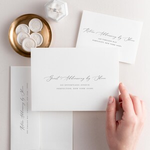 Austin Letterpress Wedding Invitations Deposit Script Invite, Calligraphy, Classic, Timeless, Ribbon, Pink Wedding, Rose Gold, Blush image 5