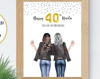 40th Birthday Print, Custom Friend Gift, 40th Birthday Gift for Best Friend