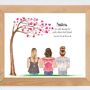 Sisters Print, Birthday Gift for Sister, Family Portrait, Personalized Gift for Her