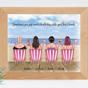 Best Friends Gift, Custom Print for Best Friends, Cousins, Sisters, Bridesmaids, Summer Beach Print