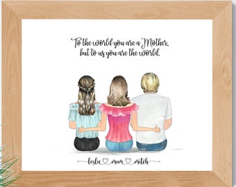 Custom Print for Mom, Personalized Mother's Day Gift, Family Portrait, Mom, Son, Daughter Print