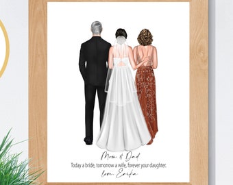 Parents of the Bride Print, Custom Gift for Mom and Dad, Wedding Portrait, Wedding Thank you for Mother and Father of the Bride