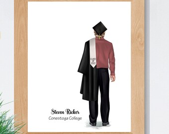 Custom Graduation Print, Male Graduation Portrait, Male Graduate Present, Personalized Grad Gift for Son