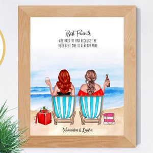 Personalized Friends Print, Custom Beach Print for Friend, Sister, Cousin or Bridesmaid Gift Idea