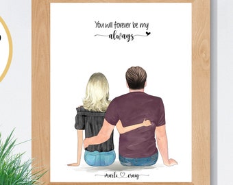 Personalized Couples Print, Custom Anniversary Print, Engagement Gift, Boyfriend and Girlfriend Gift Idea, Married Couple Print
