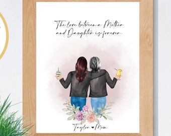 Mom and Daughter Print, Custom Gift for Mother or Daughter