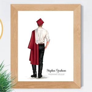 Male Graduation Print, Custom Grad Gift for Son, Graduation Portrait for Him, College Graduate Present