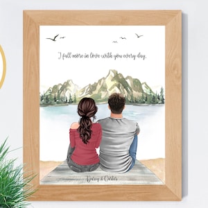 Couples Custom Gift, Personalized Print, Engagement or Anniversary Gift Idea, Custom Portrait