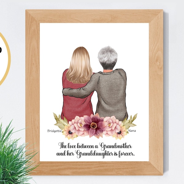 Grandmother and Granddaughter Print, Birthday or Mother's Day Gift, Present From Granddaughter