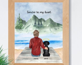 Pet Memorial Print, Personalized Pet Portrait, Pet Loss Print, Pet Lover Gift