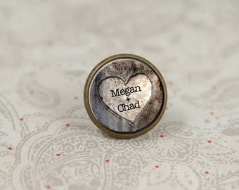 Tie Tack, Rustic Wedding, Heart Tie Tack, Lapel Pin for Groom, Personalized Pin