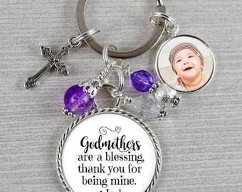 Godmother Keychain, Photo Keychain for the Godmother, Godparent Gift