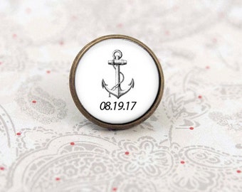 Anchor Tie Tack, Personalized Nautical Tie Tack, Groomsmen Gift