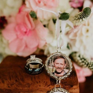 Memorial Bridal Bouquet Charm, Walk with me today Dad, Bouquet Charm, Bridal Charm, Custom Photo, Wedding Charm image 2