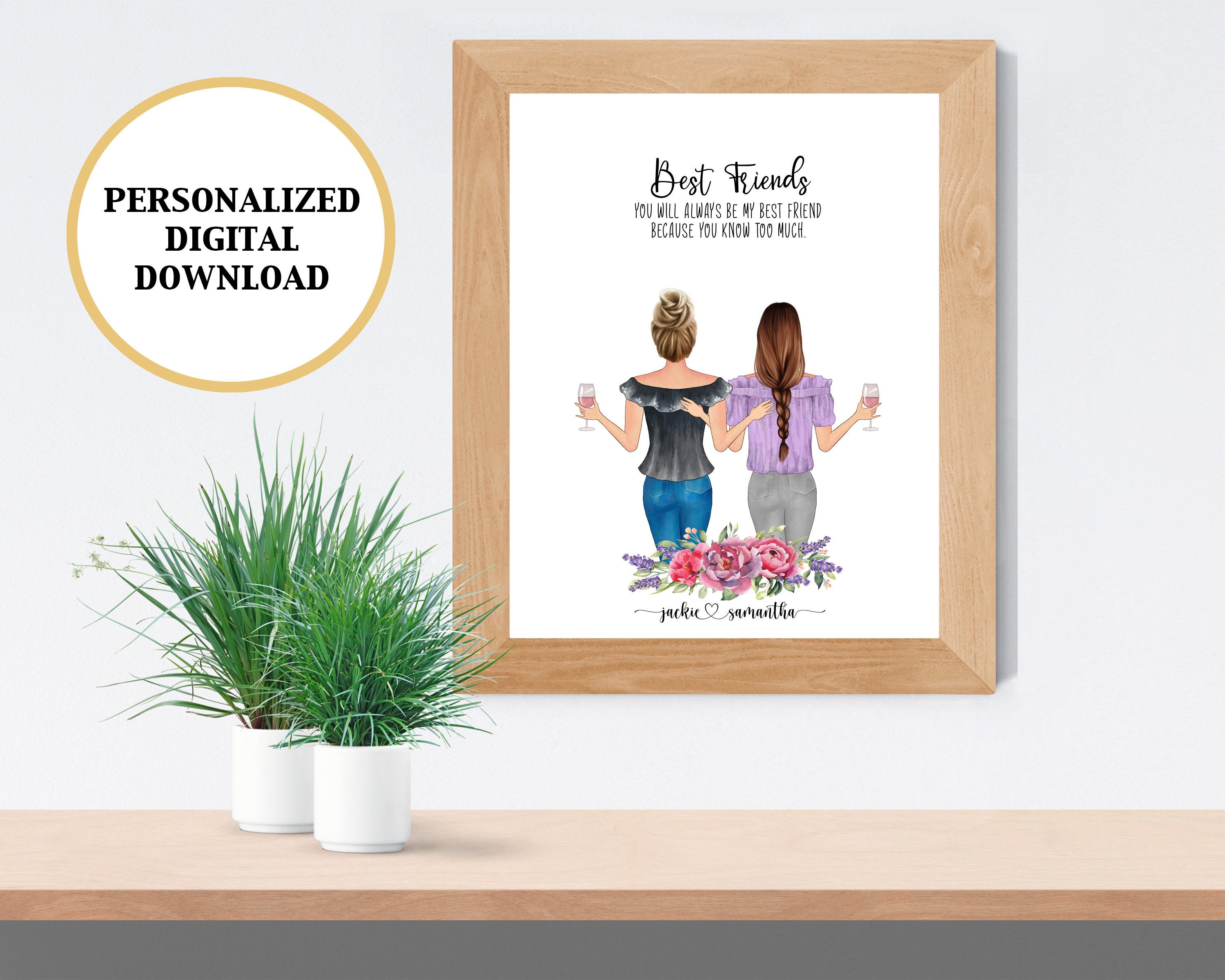 Best Friends Print Custom Wall Art Personalized Print for Etsy