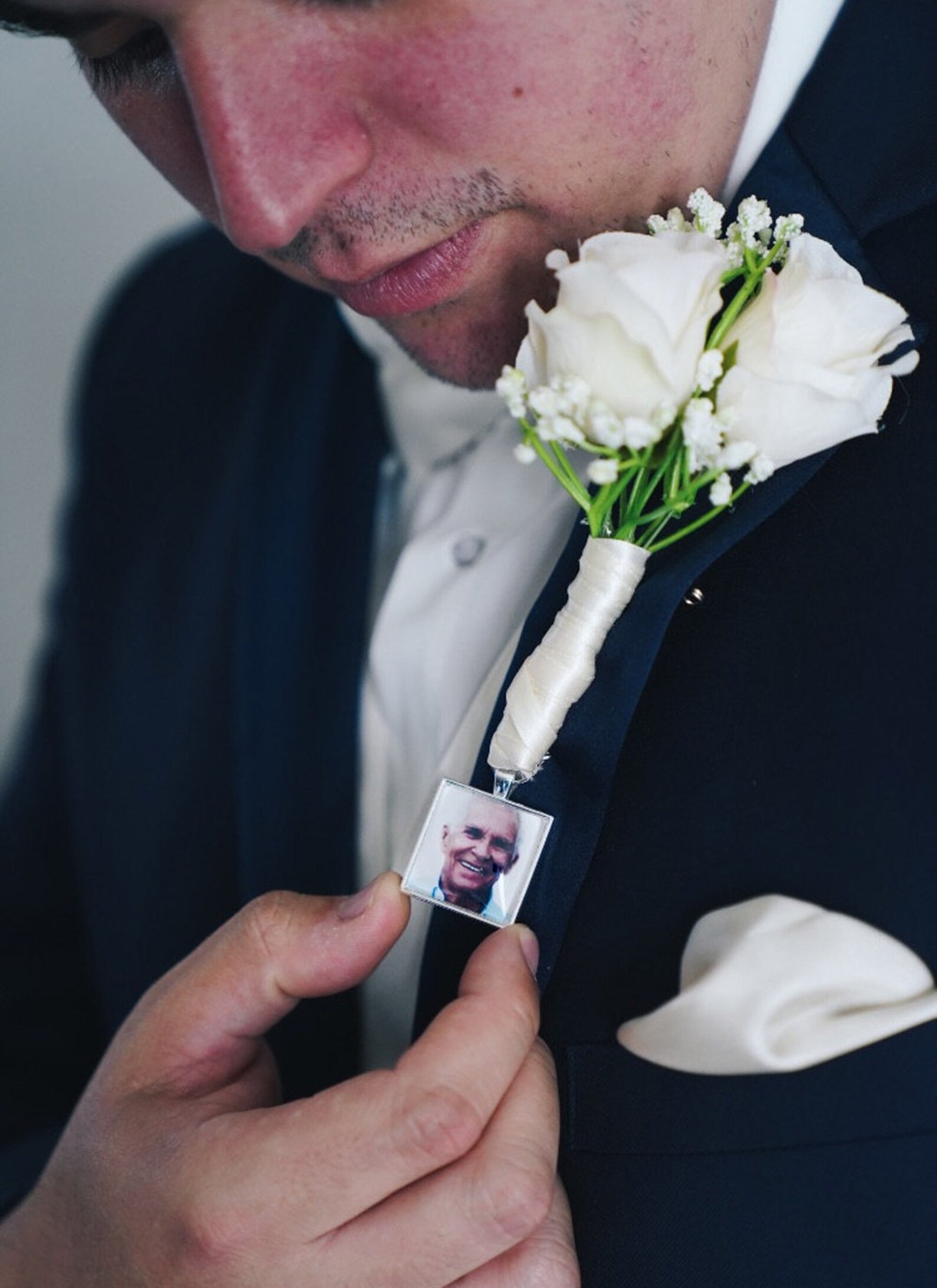 Groom Boutonniere Lapel Pin Custom Photo Memorial Photo Etsy