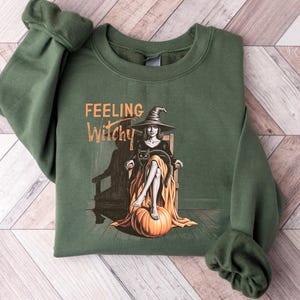 Feeling Witchy Sweatshirt,Witch Sweatshirt,Halloween Witch Sweatshirt,Crazy Halloween Gift,Witch Spell Sweatshirt,Woman Halloween Sweatshirt