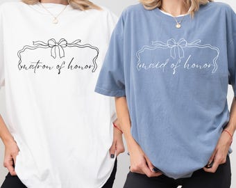 Comfort Colors® Maid Of Honor Shirt, Maid of Honor Gift, MOH Proposal Tshirt Maid of honor gift from bride, Bridesmaid gift Bow Bridal Party