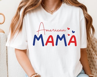 Camiseta de Mamá Americana, Camisetas Patrióticas, Camiseta de Mamá América, Camiseta del 4 de Julio, Mamá Americana, Sudadera de EE. UU., Camiseta del 4 de Julio, Día de los Caídos