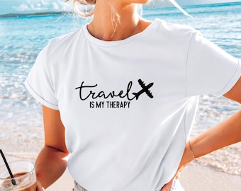 Travel Is My Therapy Shirt, 2025 Travel Crewneck, Traveler Gift, Travel Sweatshirt, Vacation Sweater, Gift For Travel Lover, Vacation Shirt