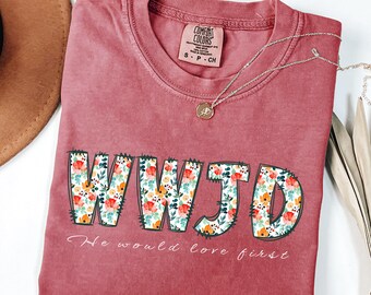 Comfort Colors® WWJD Shirt for Women, Christian Tee, Religious Gift for Her, Walk Like Jesus, Bible Verse Shirt, Trendy Faith Graphic Tee