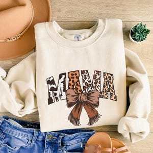 Western Bow Coquette Cowgirl Mama Sweatshirt,Mother Day Gift,Western Mama Bow T Shirt,Country Mama Sweatshirt,New Mom Gift,Gift for Mom