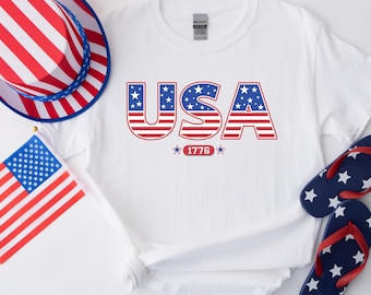 USA Flag Shirt, America Shirt, Fourth of July Shirt, 4th of July Tee, Patriotic Shirt, America Est Shirt, Red White and Blue,USA 1776 Tee