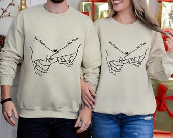 Sudadera con capucha para pareja de San Valentín, camiseta de pareja, camiseta de San Valentín con nombre personalizado, sudadera personalizada de San Valentín