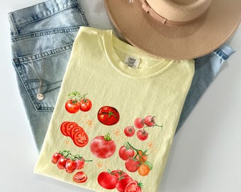 Comfort Colors® Tomato Shirt, Fruit Shirt, Botanical Shirt, Cottagecore Clothing Vegan Shirt, Garden Shirt Vegetable Shirt,Aesthetic Clothes