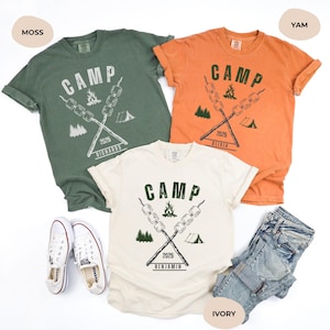 Custom Camping Shirts For Family Friends T-Shirt, Camp T Shirt, Ladies Men Matching Custom Camp Shirt, Personalized Summer Happy Camper Tees