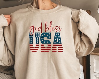 Gott segne USA Shirt, 4. Juli Sweatshirt,Patriotisches T-Shirt, Amerikanische Flagge T-Shirt, Unabhängigkeitstag Shirt, Freiheit T-Shirt,Rot, Weiß, Blau T-Shirt