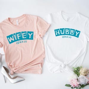 Wifey Hubby Shirt, Personalized Engagement Gift For Bride, Wedding Shirt, Bridal Party Shirt, Trendy Hubby Wifey Gift,Matching Couple Shirt