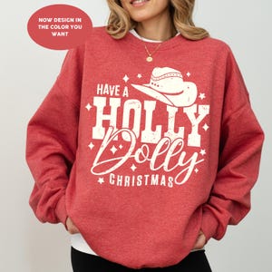 Have a Holly Dolly Weihnachten Shirt Weihnachten Sweatshirt Vintage Urlaub Pullover Weihnachten Pullover Cowgirl Rundhalsausschnitt Western Urlaub Tops Weihnachten