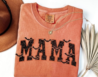 Comfort Colors® Halloween Mama Shirt, Mom Vintage Halloween Shirt, Spooky Mama Shirt, Mama Halloween, Cute Ghost Shirt, Mama Ghost Shirt