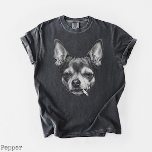 Smoking Chihuahua Shirt, Vintage Grunge Dog Graphic Tee, Funny Dog Face Shirt, Comfort Colors® Edgy Meme T Shirt, Gift for Dog Lovers