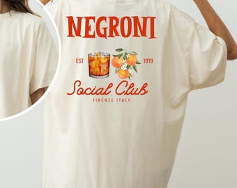 Comfort Colors® Negroni Social Club T-Shirt, Firenze, Italia Tee, Gift for Cocktail Lover, Bartender Bachelor,Men,Women’s, Vintage Bar Shirt