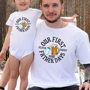 Personalized Father&#39;s Day Shirt, Our First Father&#39;s Day, Custom Father&#39;s Day Matching Shirt, Father&#39;s Day Gift, 1st Fathers Day Onesie