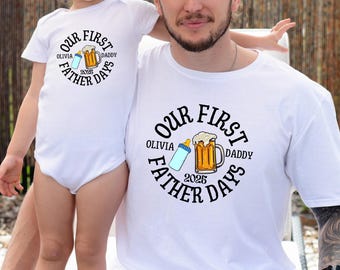 Personalized Father's Day Shirt, Our First Father's Day, Custom Father's Day Matching Shirt, Father's Day Gift, 1st Fathers Day Onesie