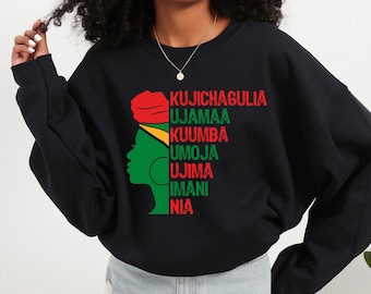 Kwanzaa Sweatshirt, Seven Principles of Kwanzaa, Nguzo Saba Shirt, Happy Kwanzaa Crewneck, African American Holiday Gift, Black Heritage Top