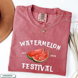 Watermelon Festival Summer T-shirt Outdoor Event Picnic Fruit Lover's Top Casual Seasonal Fruity Fresh Style Vintage Distressed Graphic Tee